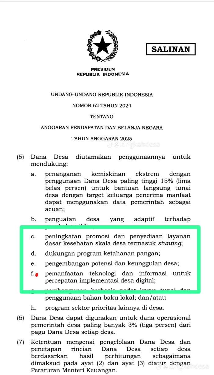 Di Tahun 2025 Desa Digital Termasuk Prioritas Penggunaan Dana Desa
